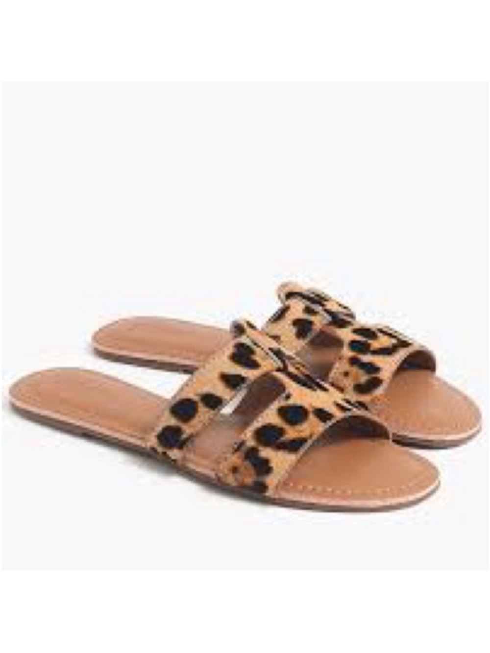 J.Crew Calf Hair Leopard Beachside Slide Sandals | Size 6